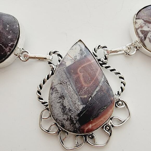 Earthy Jasper Necklace - Sterling Silver Statement Jewelry - Picture 5 of 10